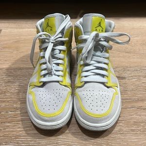 Air Jordans in yellow and grey